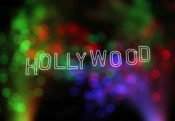 Photo Composite Neon Hollywood with Bokeh — Stock Photo, Image