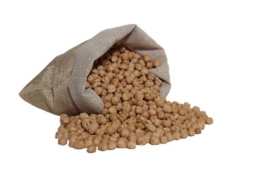 Nohut ya da Bezelye Bezelye Çuvalı Beyaz Arkaplanda İzole Edildi