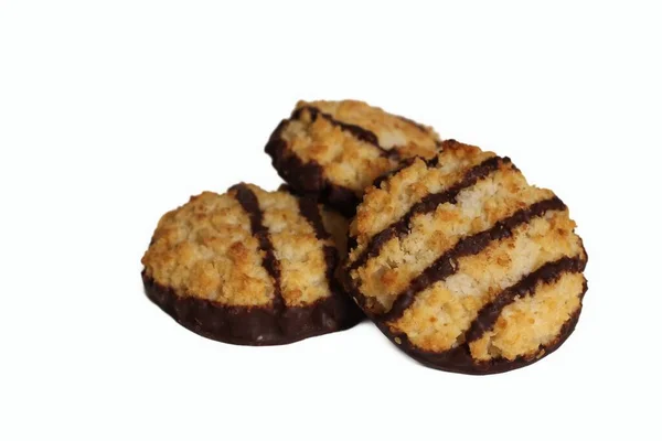 Gluten Free Coconut Chocolate Macaroons Isolated White — Stock Photo, Image