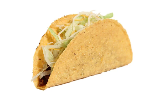Crunchy Taco Met Vlees Geïsoleerd Wit — Stockfoto