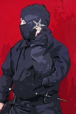 Ninja Yıldız Silahı ve Kızıl Arkaplan