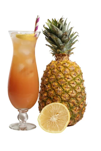 Tropical Hurricane Drink White Background Orange Juice Pineapple Juice — Stock Photo, Image