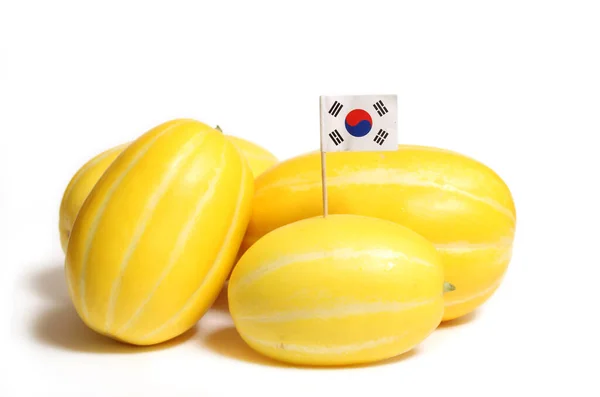 Ginkaku Korean Melons Cucumis Melo Var Ізоляція Макуви Білому — стокове фото