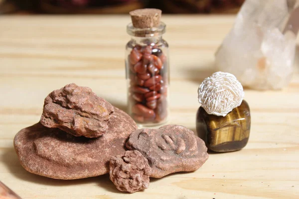 Deserto Rose Rock Varietà Con Vaso Pietre Agata — Foto Stock