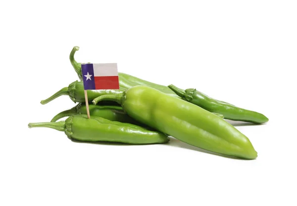 Green Chili Peppers Flag Texas Isolated White — Fotografia de Stock