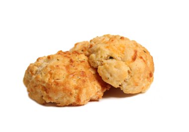 Garlic and Cheddar Cheese Biscuits Isolated on White Background