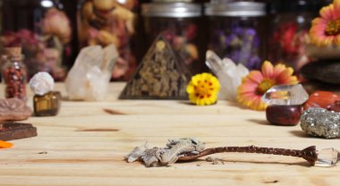 Sage in Vintage Spoon on Meditation Altar With Pyramid i