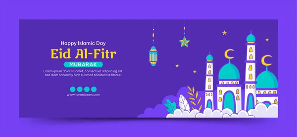 Handgezeichnetes Eid Fitr Social Media Cover Mit Der Moschee Illustration — Stockvektor