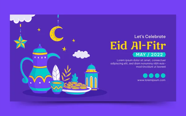 Handgezeichneter Eid Fitr Social Media Post Mit Dem Topf Mit — Stockvektor