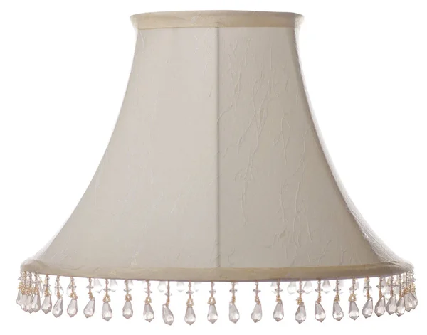 Classic Cut Corner Bell Shaped White Tapered Lampshade Beaded Fringe — Stock Photo, Image