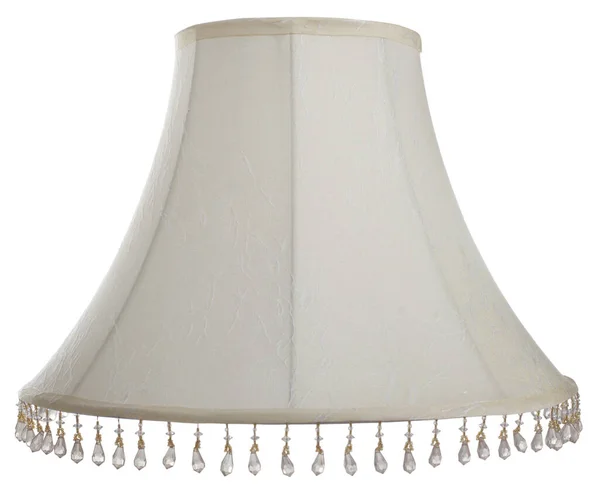 Classic Cut Corner Bell Shaped White Tapered Lampshade Beaded Fringe — Stock Photo, Image