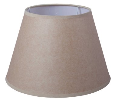 Klasik İmparatorluk konisi çanının şeklindeki kağıt, beyaz arka planda koni şeklinde ince bir abajur, yakın çekim izole edilmiş. 