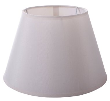 Klasik imparatorluk beyaz koni çanı. Beyaz arka planda koni şeklinde ince bir abajur. Yakın çekim izole edilmiş. 