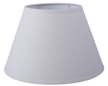 Klasik imparatorluk beyaz koni çanı. Beyaz arka planda koni şeklinde ince bir abajur. Yakın çekim izole edilmiş. 