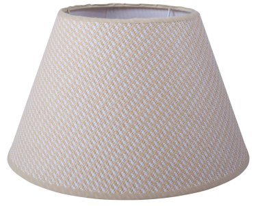 Klasik bir imparatorluk bej koni çanı. Örgü şeklinde, beyaz bir arka planda, yakın çekim izole edilmiş bir abajur. 