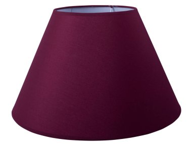 Klasik İmparatorluk konisi çanı şeklinde bordo kestane rengi, beyaz arka planda kırmızı, sivri bir abajur. Yakın plan izole edilmiş. 