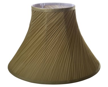 Beyaz bir arkaplanda konik abajur şeklinde klasik bir ordu yeşil kesim çan köşesi yakın çekim