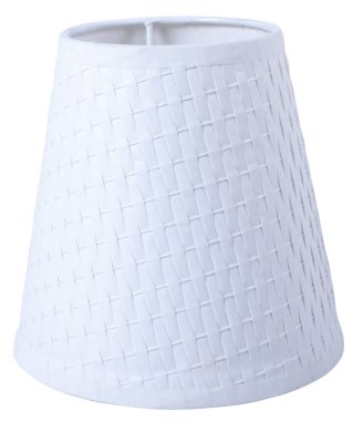 Derin imparatorluk hunisi örülmüş beyaz lamba gölgesi beyaz arka planda izole edilmiş yakın çekim. 