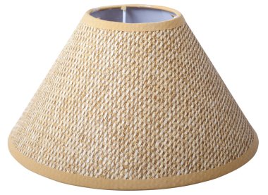classic empire coolie flare cone shaped woven brown beige tapered lampshade on white background isolated close up shot  clipart