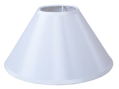 Klasik imparatorluk, parlak koni şeklindeki beyaz arkaplanda ince koni şeklindeki, yakın çekim izole edilmiş bir lamba. 