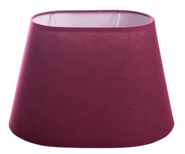 Klasik burgundy kırmızı sığ davul oval abajur beyaz zemin üzerinde yakın çekim izole 