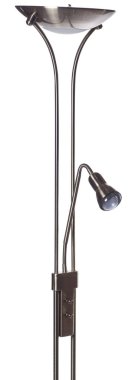 Nikel lamba zemin lambası, gölge ve beyaz arka planda izole edilmiş küçük okuma ışığı.