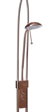 Beyaz arkaplanda izole edilmiş bakır bir yükseltici lamba küçük okuma ışığı