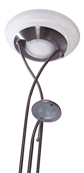Runder Glasschirm Und Kleines Leselicht Einer Silbernen Aluminium Taschenlampe Isoliert — Stockfoto