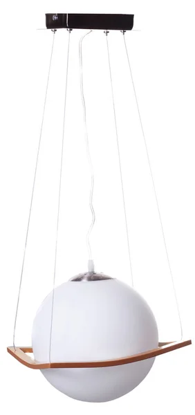 Modern Sphere Globe White Shade Pendant Light Isolated White Background — Stockfoto