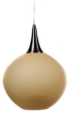 beyaz arkaplanda izole edilmiş modern küre kahverengi bej rengi kolye ışığı