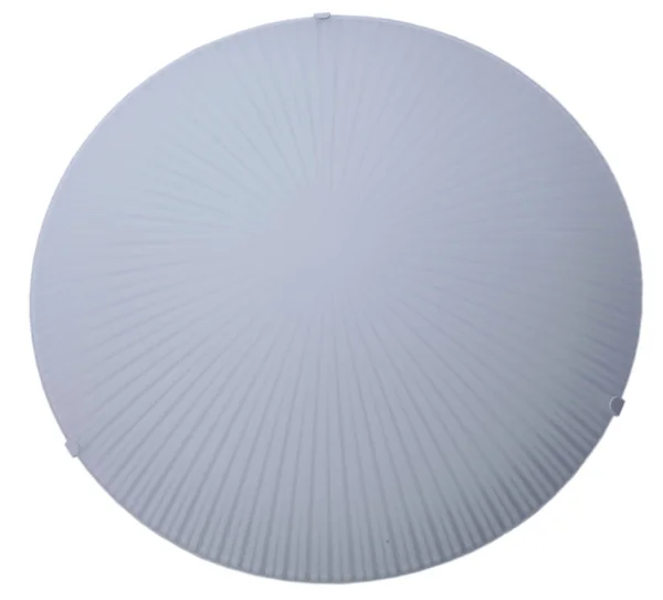 白い背景に隔離された美しいラインパターンとラウンドフラッシュマウントホワイトガラス天井ライトウォールスコンス — ストック写真