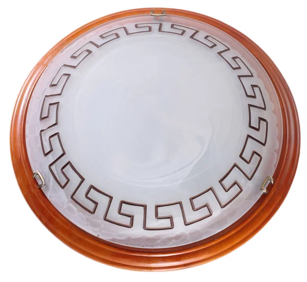 Applique Murale Ronde Albâtre Plafond Verre Blanc Avec Motif Grec — Photo