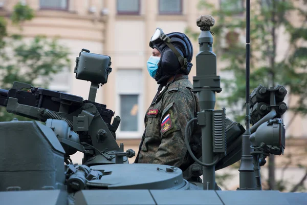 Moscou Russie 2020 Répétition Défilé Jour Victoire Soldat Tankman Sur — Photo