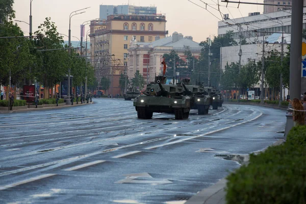 Moskva Rusko 2020 Zkouška Den Vítězství Ruská Armáda Armata Hlavní — Stock fotografie