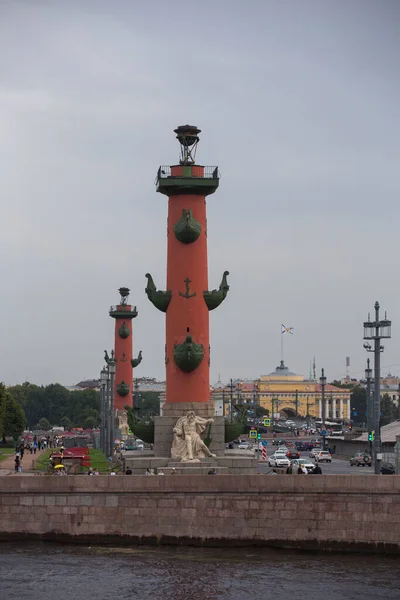 Saint Petersburg Rússia 2021 Colunas Rostrais Granito Pedra Pudost Com — Fotografia de Stock
