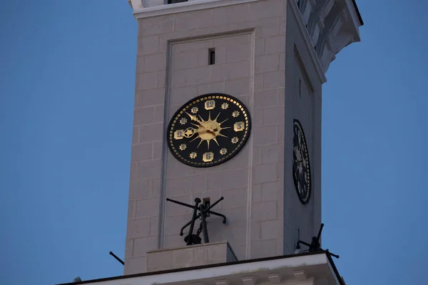 Tower Clock Spire North River Terminal Rechnoy Vokzal Renovated Building — Stock Photo, Image