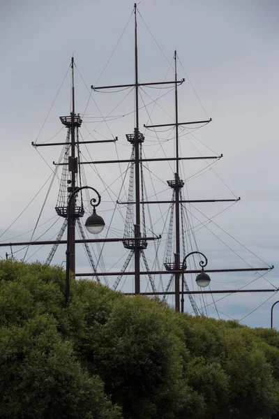Three Wooden Masts Dutch Fluyt Merchant Sailing Ship Xviii Century — Stock Photo, Image