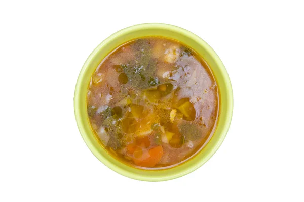 Hühner Shchi Suppe Mit Gemüse Wie Karotten Zwiebeln Kohl Spinat — Stockfoto