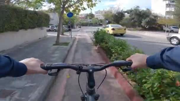 Athens Greece November 2021 Pov Footage Shows Person Riding His — Vídeo de Stock