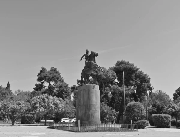 Black White Image Statue George Karaiskakis Greek Independence Hero Athens — 스톡 사진