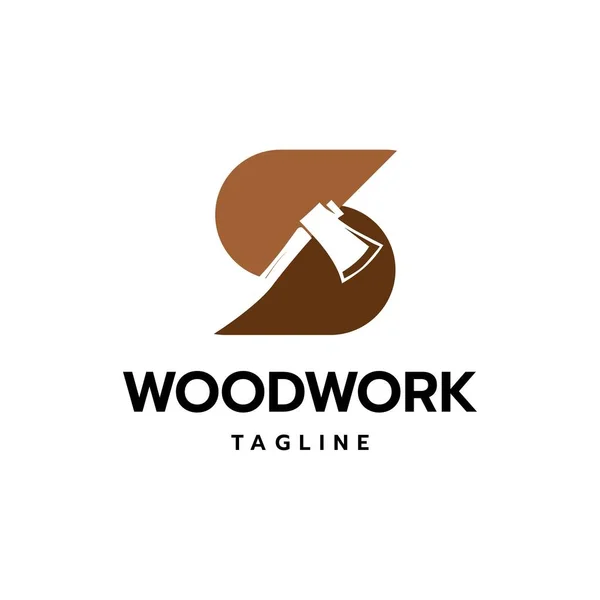 List Logo Topór Wzór Wektor Inspiracji Projektu Drewniany Symbol Roboczy — Wektor stockowy