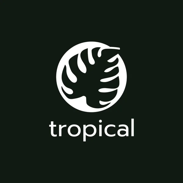 Tropische Logo Design Symbolvektorvorlage Monstera Blatt Illustration — Stockvektor