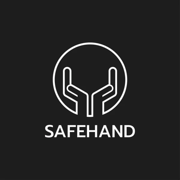 Safe Hand Logo Design Illustration Vector Template Line Art Hand — Stok Vektör