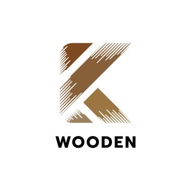 Letter K wood logo design illustration vector template