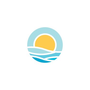 Sun wave logo design illustration vector template