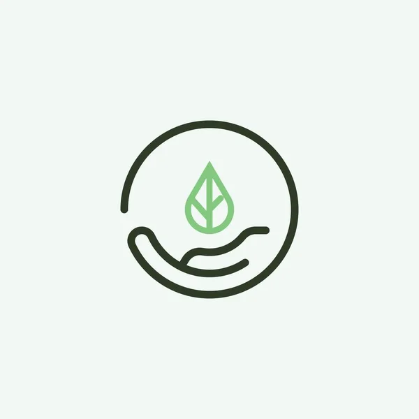 Green Logo Design Inspiration Vector Template Hand Leaf Icon — Image vectorielle
