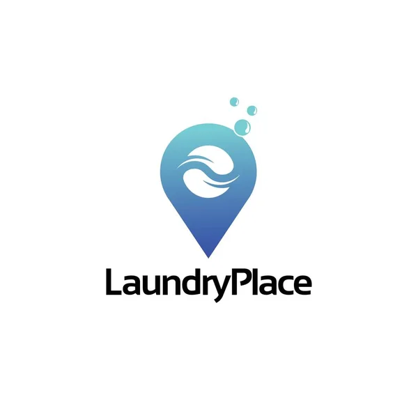 Laundry Location Logo Design Vector Template — Stockvektor