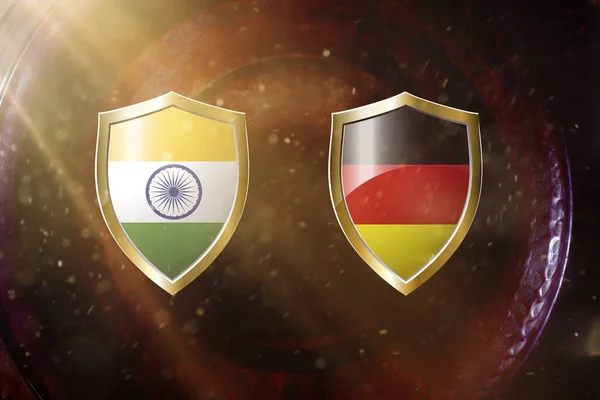 India Germany Flag Gold Shield Myth Texture Background Ілюстрація — стокове фото