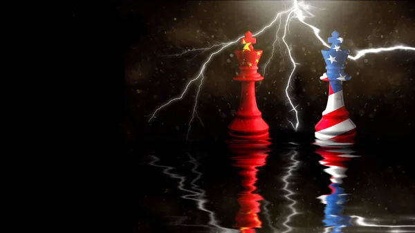 China Flags Paint Chess King Illustration China — Stock Photo, Image