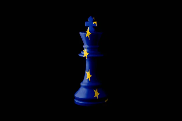 Banderas Unión Europea Pintan Sobre Rey Ajedrez Ilustración —  Fotos de Stock